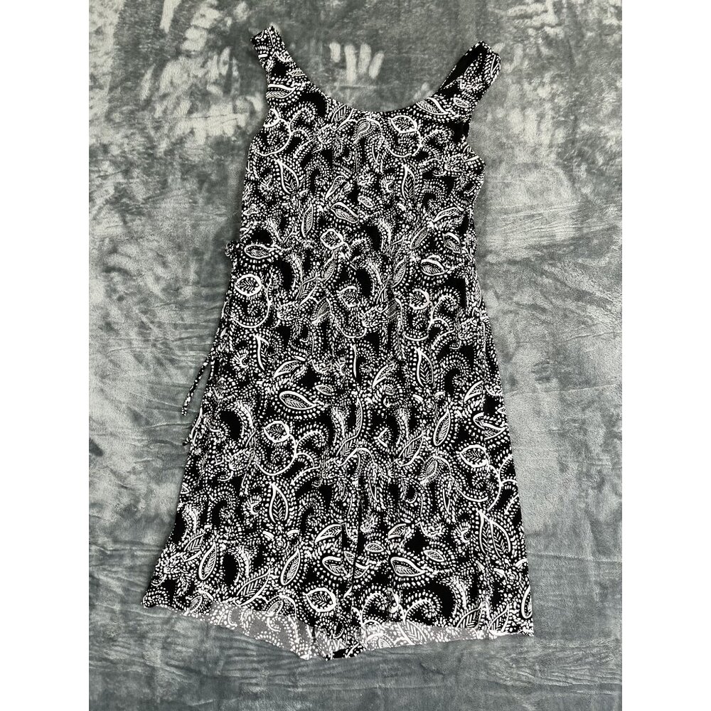 Nicole Miller Womens Sleeveless Black & White Paisley Print Romper Medium Size